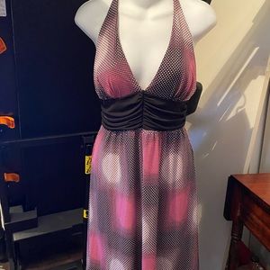 Gorgeous polyester halter dress.